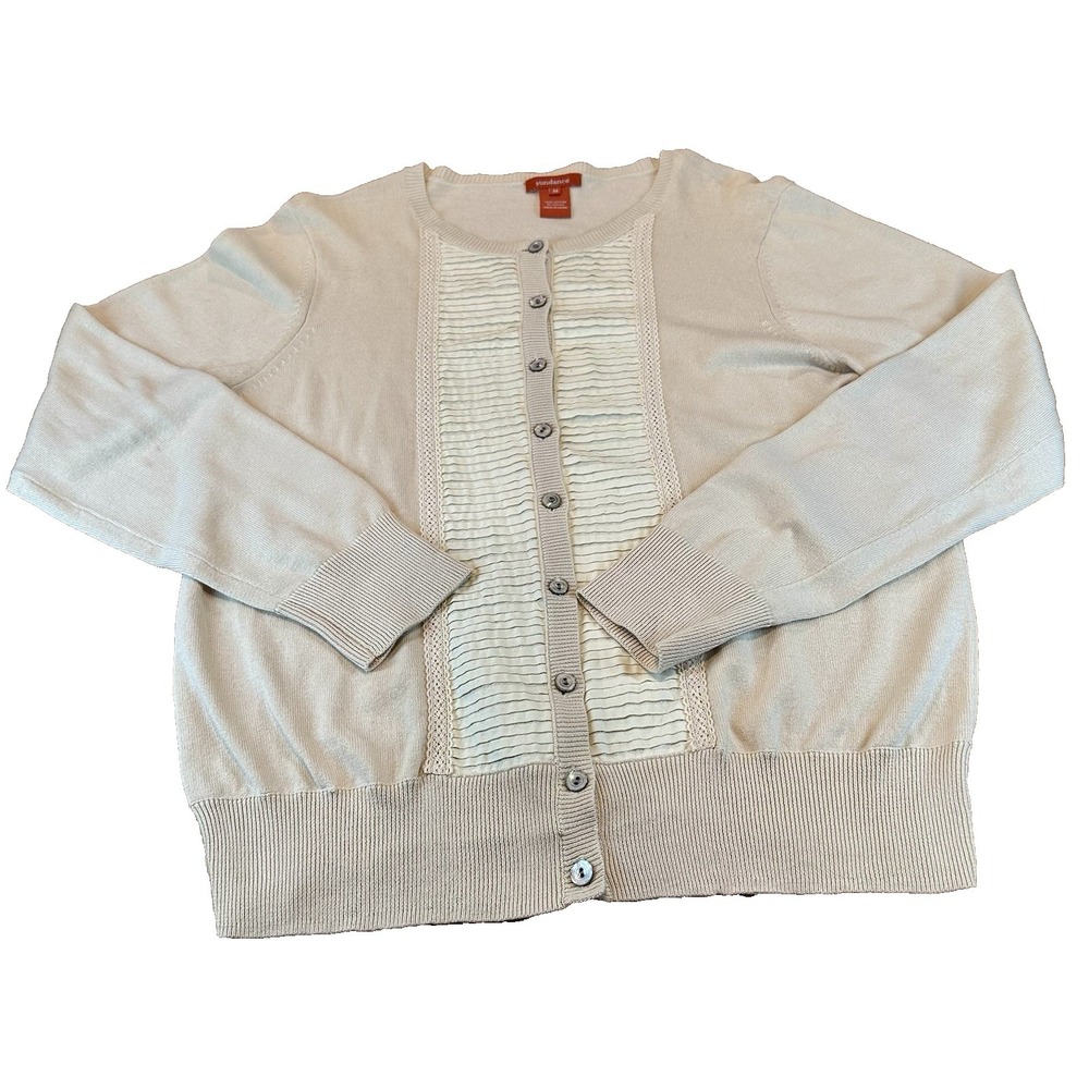 Sundance‎ Button Up Cardigan Sweater Ribbed 100% Cotton Size M